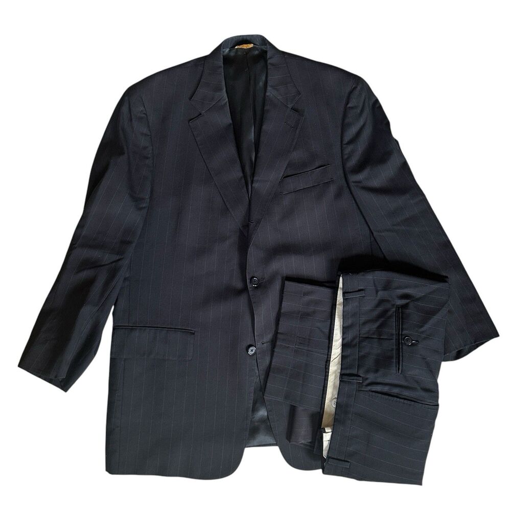 J. Press Suit, Black Pinstripe, 44L, 39, USA